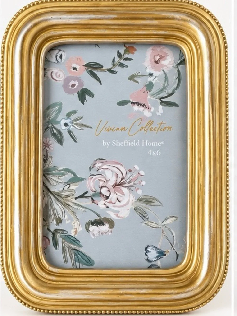 Sheffield Home Gold Floral Linen-Insert Picture Frame